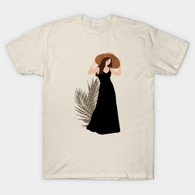 Woman in a black dress T-Shirt by grafart